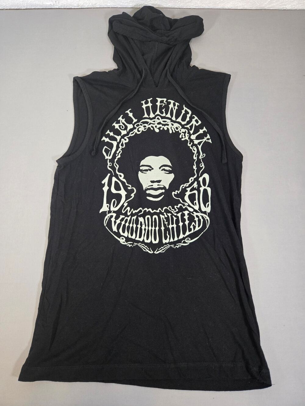 Jimi Hendrix Voodoo Child Sleeveless Hoodie Black Graphic Tank Top Mens Medium M